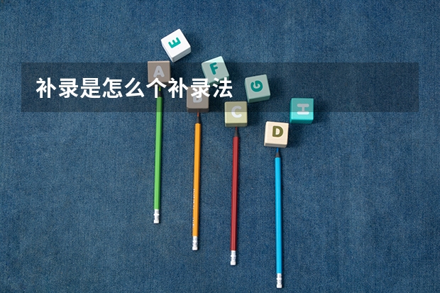 补录是怎么个补录法